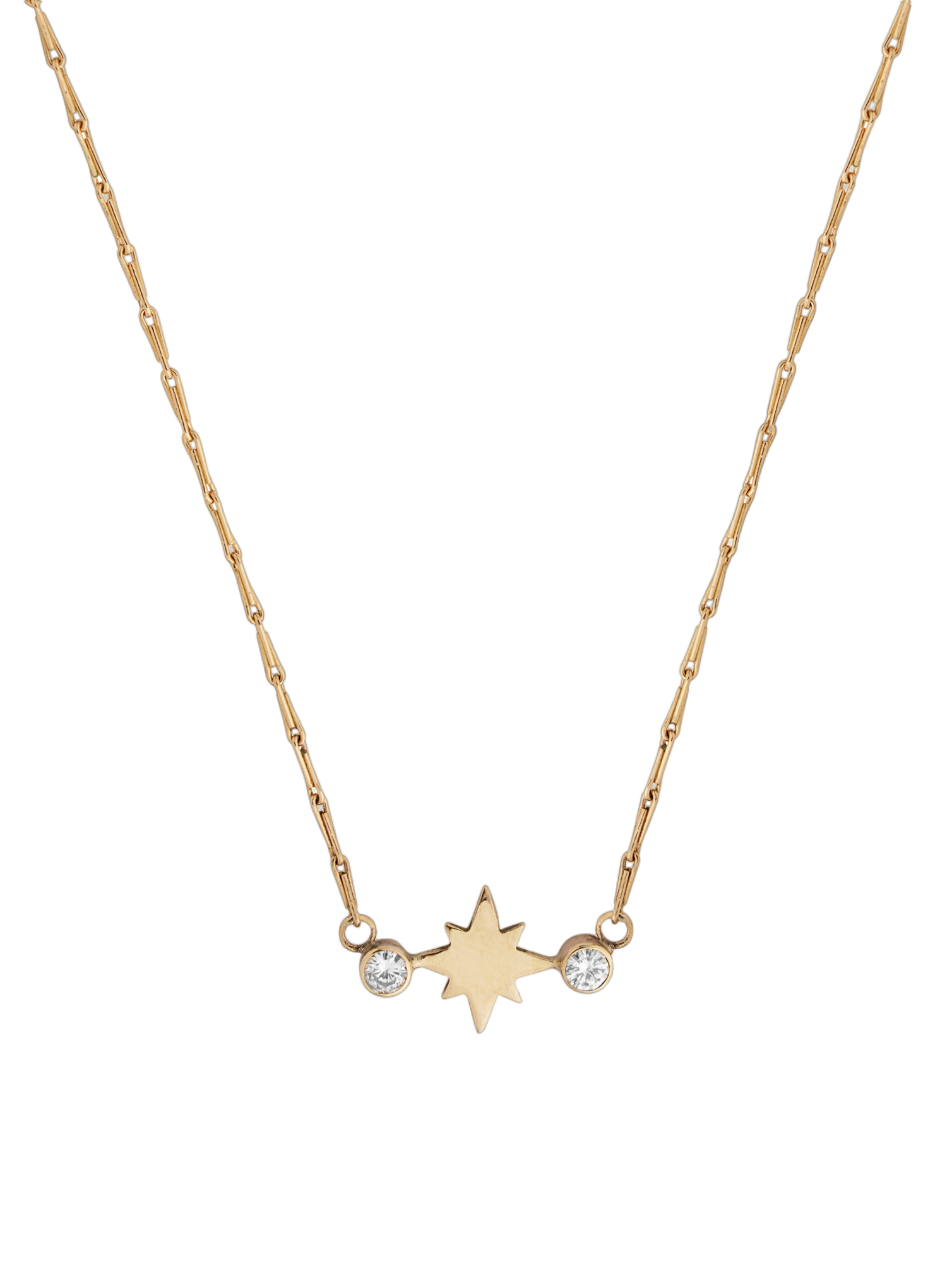 Gold diamond north star station necklace
